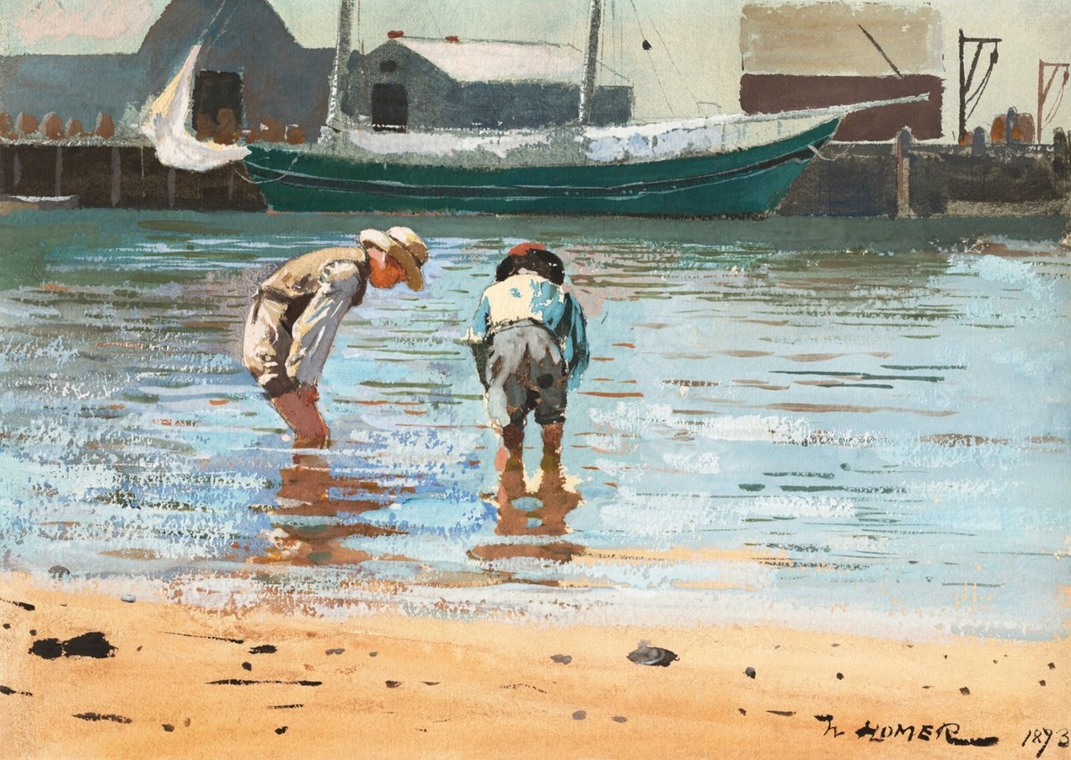 Painting of a ship sailing across blue seas